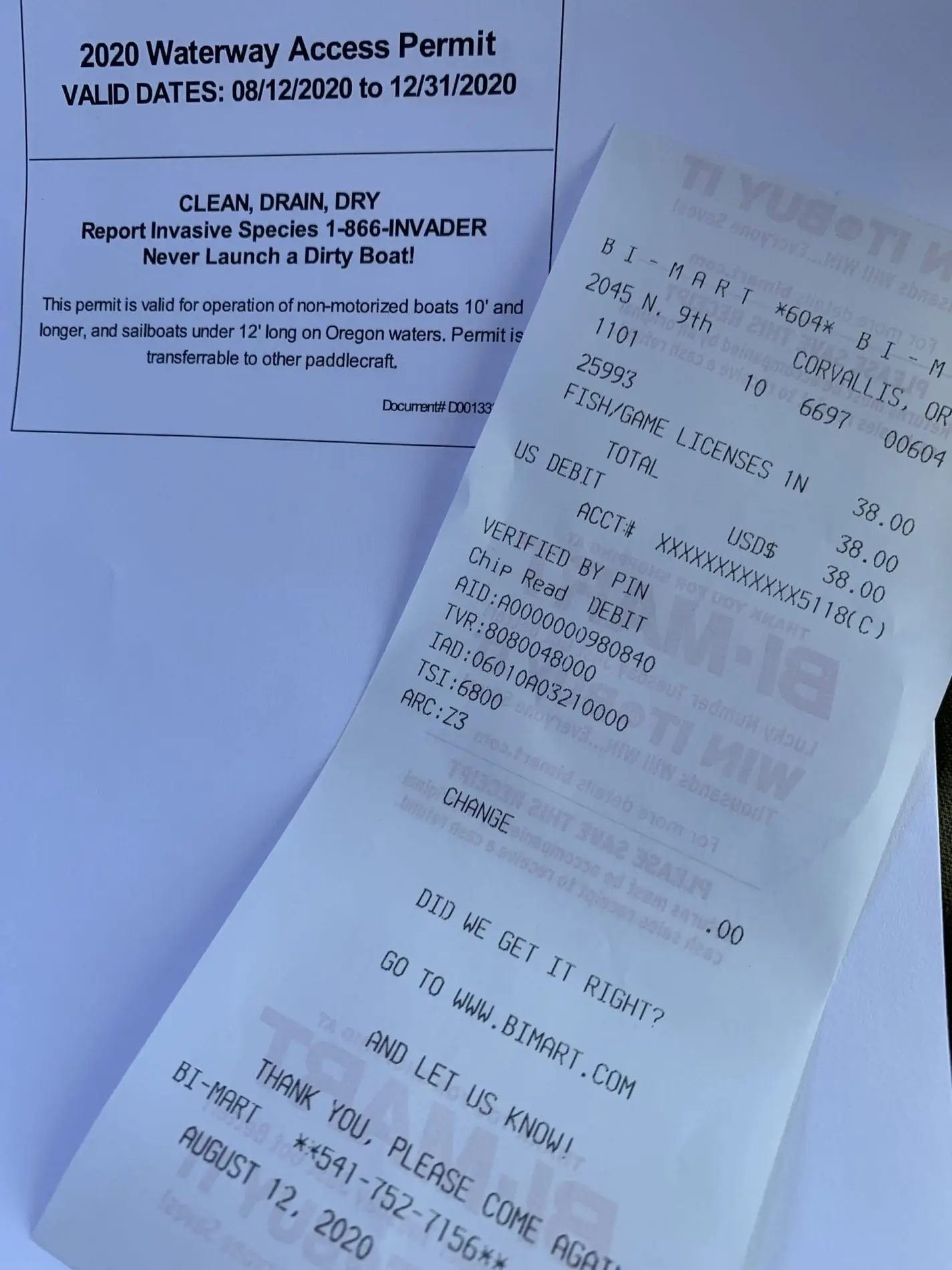 Ocean Blue had to pay 38.00 for two kayaks and we cleanup the rivers.